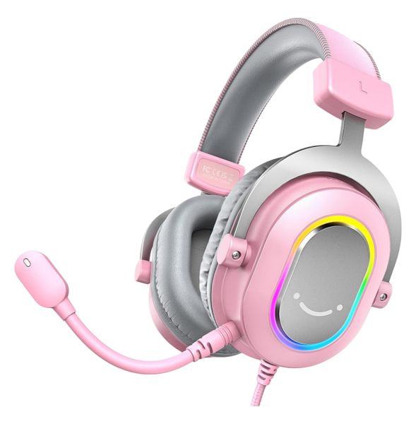 FIFINE H6 - Wired Gaming Headset With Volume Control &amp; Microphone - Pink