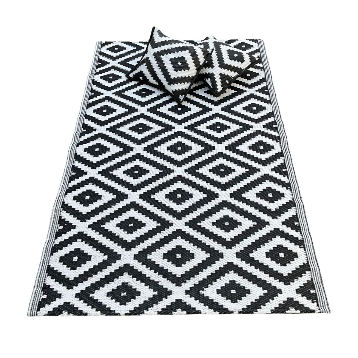 Outdoor PVC Rug & Cushion Combo Set Daimond BW Shop Today. Get it