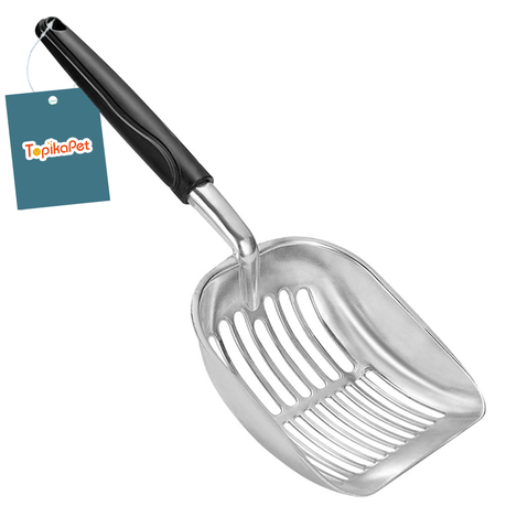 TopikaPet - Durable Stainless Steel Cat Litter Scoop with Long Handle Image