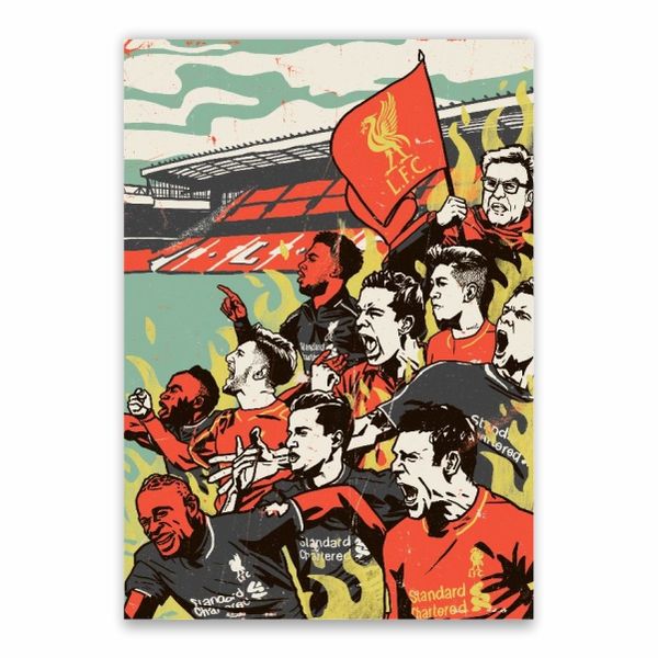 Liverpool Squad Cartoon Poster - A1