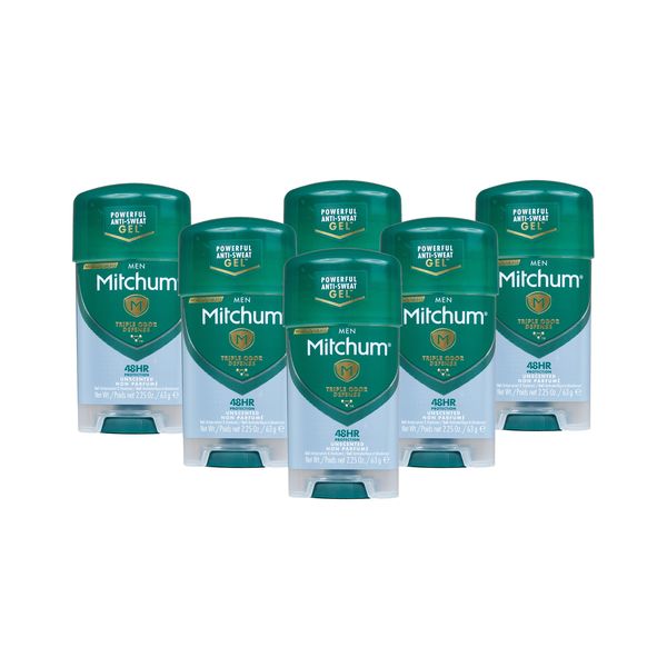 Mitchum Unscented Clear Gel Antiperspirant Deodorant 63g x 6 Pack