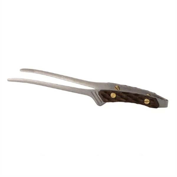 Portable Camping Tongs Outdoor Tourist Tableware Walnut Silver