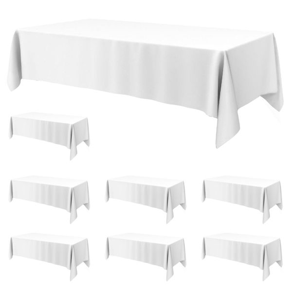 QYNIAL 8-Pack Disposable Plastic Tablecloth, Solid Rectangle Table Cover