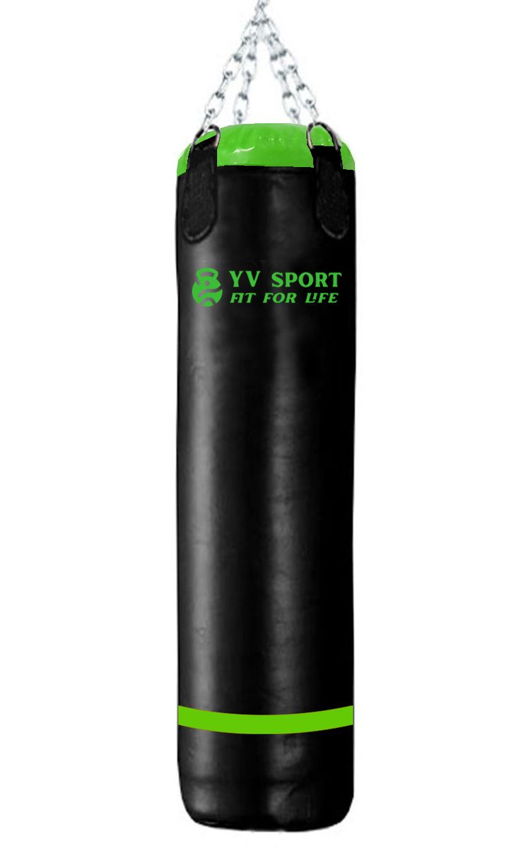 Muay Thai Punching Bag and Kick Long Bag - Black and Green 1.55cm Height