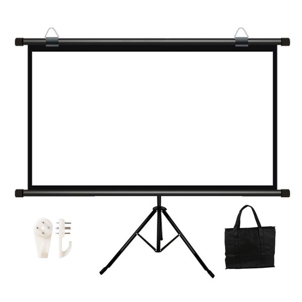 60/100" 4:3-Portable Wall-Mount Projector Screen w/Storage Bag &amp; Hooks