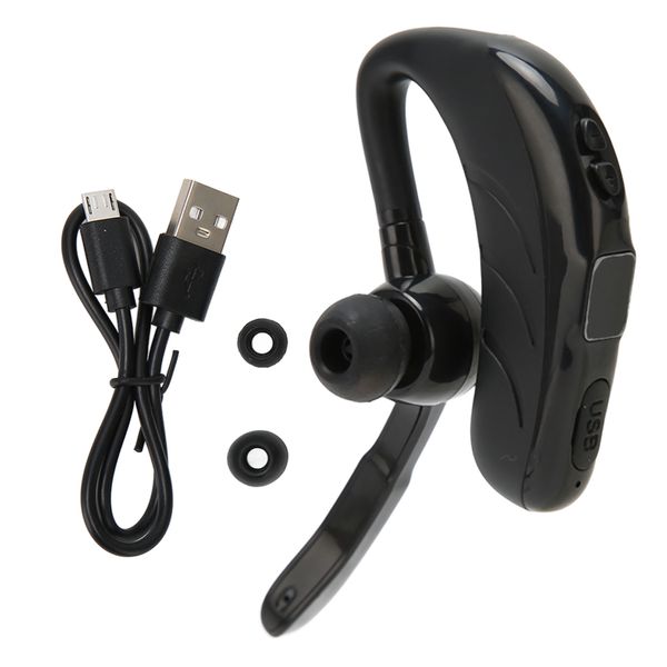 HD Calls Rechargeable Single Ear Bluetooth Earpiece with Power Display for Phone &amp; Tablet - Black