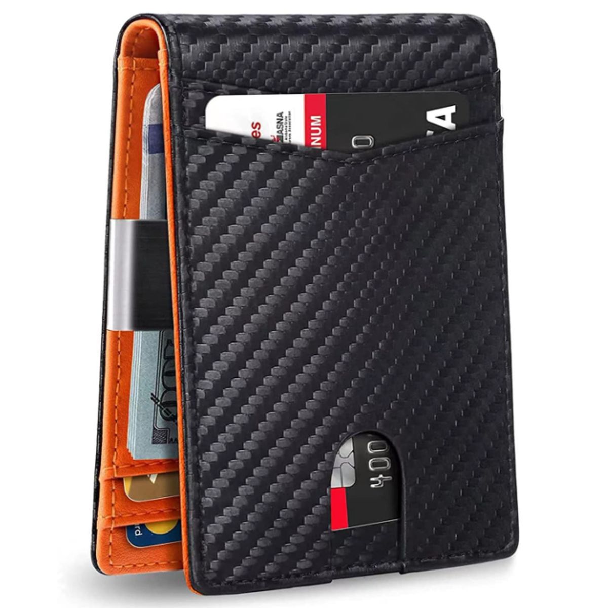 Mens Minimalist Wallet RFID Blocking /Money Clip/Credit Card Holder