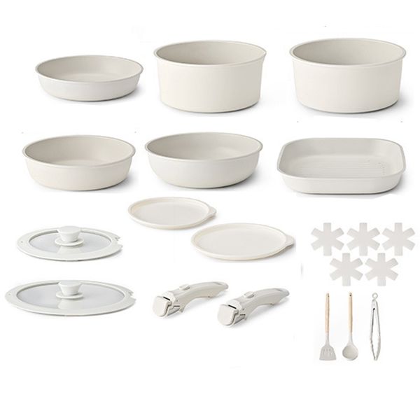 20-Piece Non-Stick Cookware Set Kitchen Pot Set with Detachable Handles