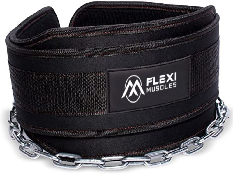 Flexi Muscles - Dip Belt with Chain for Weight Lifting
