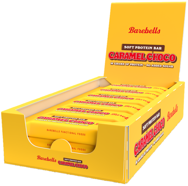 Barebells High Protein, Low Sugar Soft Bar, 12 x 55g- Caramel Choco