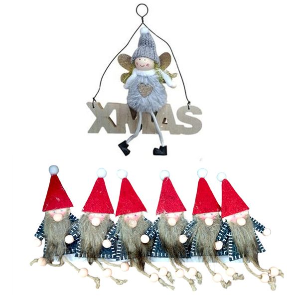 6pcs Christmas Handmade Gnome Plush Clips with Christmas Fabric Doll