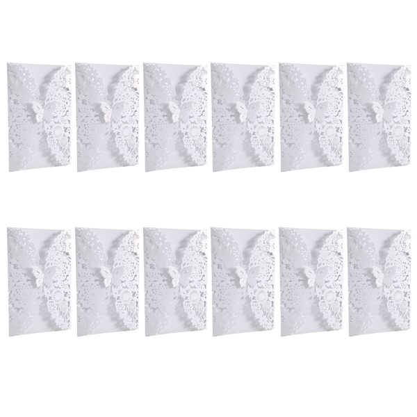 10Pcs/Set Carved Butterflies Invitation Card for Wedding: White