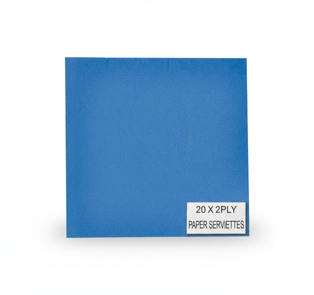 Blue 2-Ply Disposable Serviettes 33cm - 20 Piece Pack - 2 Pack