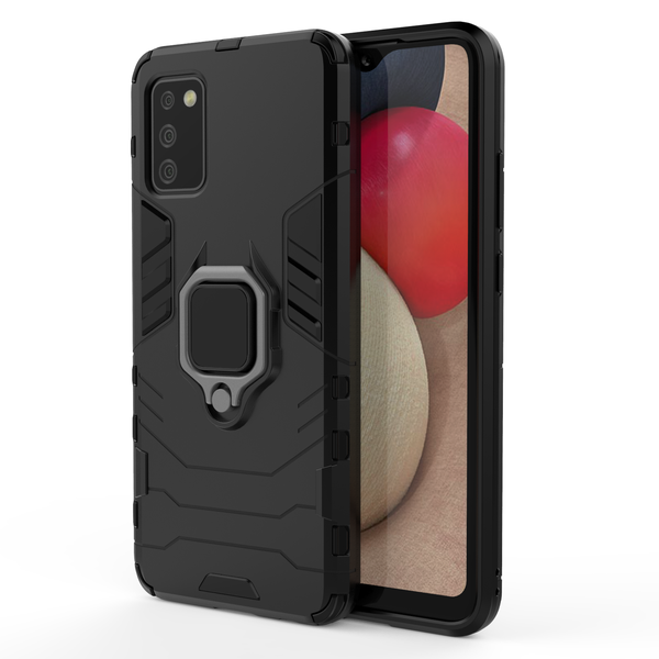CellTime™ Galaxy A02s Shockproof Black Panther Magnetic Ring Stand Cover