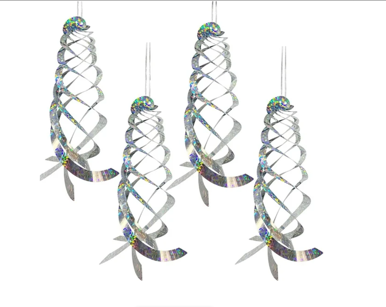 Laser Reflective Sheet Silver Hanging Spiral Bird Repellent Sheet 4PCS