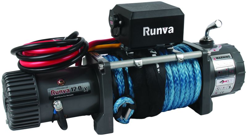 Runva 12 Volt Winch with Synthetic Rope - 12000lbs (5443kg) Capacity