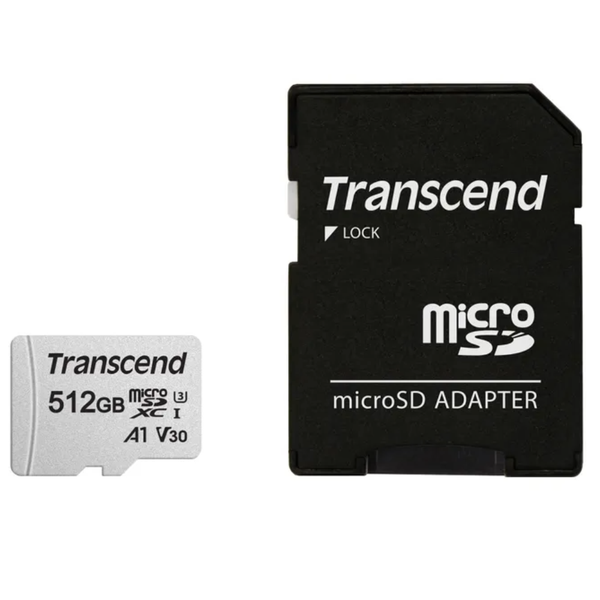 Transcend 512GB Micro SD XC 300s UHS-I U3 with Adaptor