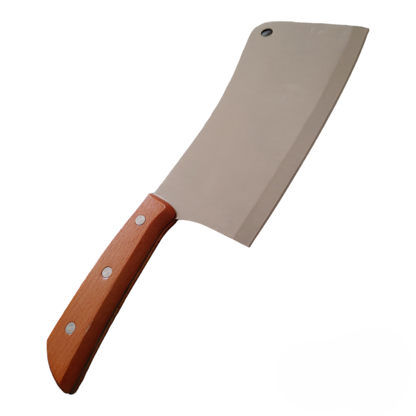 Cleaver 19cm Heavy-duty Stainless Steel With Brown Wooden Handle