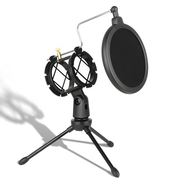 Desktop Mic Stand, Microphone Stand Desk Tripod Stand for Recording