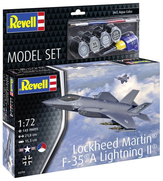Revell 1/72 F-35 A Lightning II Model Kit w/paints, Glue and Brush