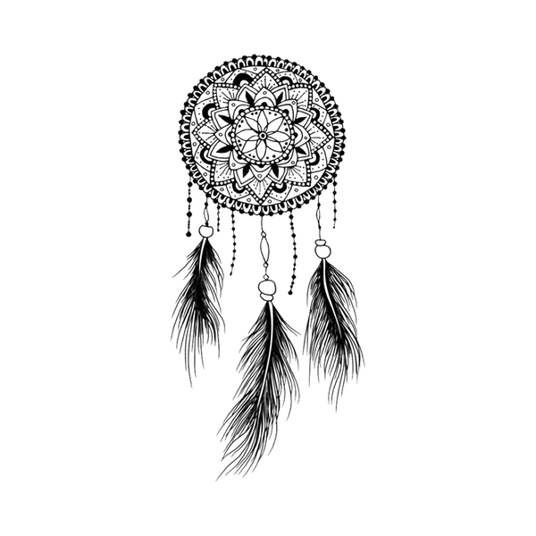 Tattoo - Waterproof High Quality Skin Safe - Black Mandala Dreamcather - XQB-151