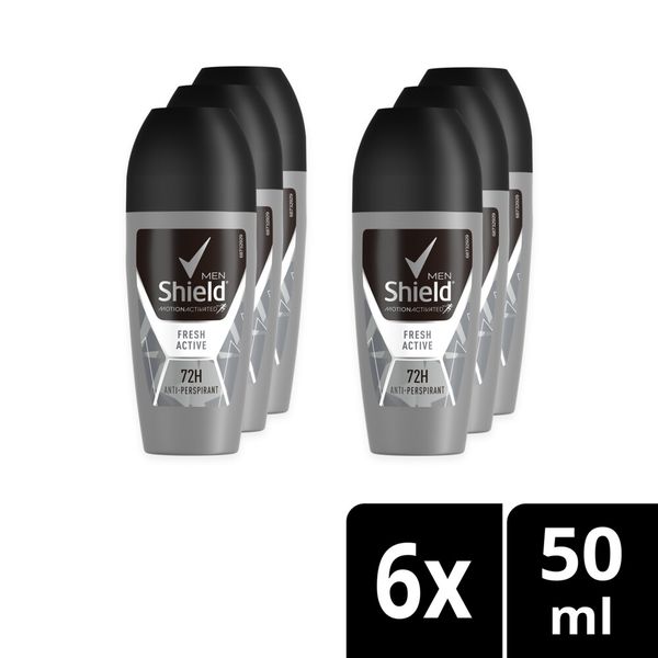 Shield Men Fresh Active Antiperspirant Roll-On Deodorant 6x50ml