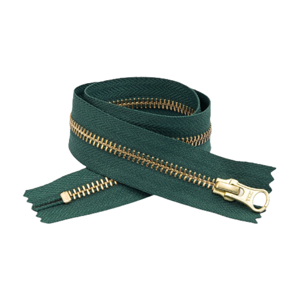 YKK Closed End Zip - 10 Pack Green/Gold