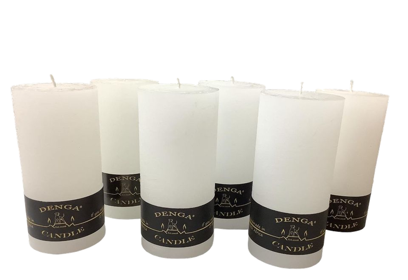 DENGA Large Rustic Pillar Candles - Set of 6 - White