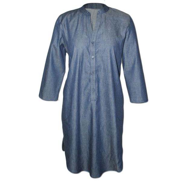 Nucleus Stoep Swing Dress Long Sleeves in Denim