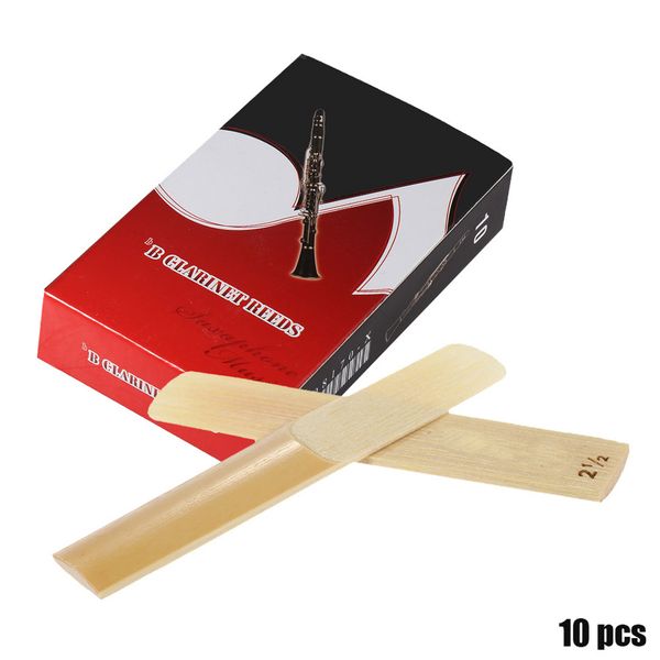 10-Pack Bb Clarinet Reeds (Strength 2.5) - High-quality Bamboo.