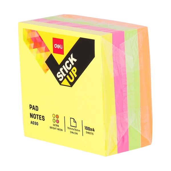 Sticky Notes 76x76 Neon Cube (400 Sheets)