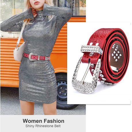 Mens Womens Western Belts Men'S Jeans Diamond Crystal Rivet Belts at   Women’s Clothing store