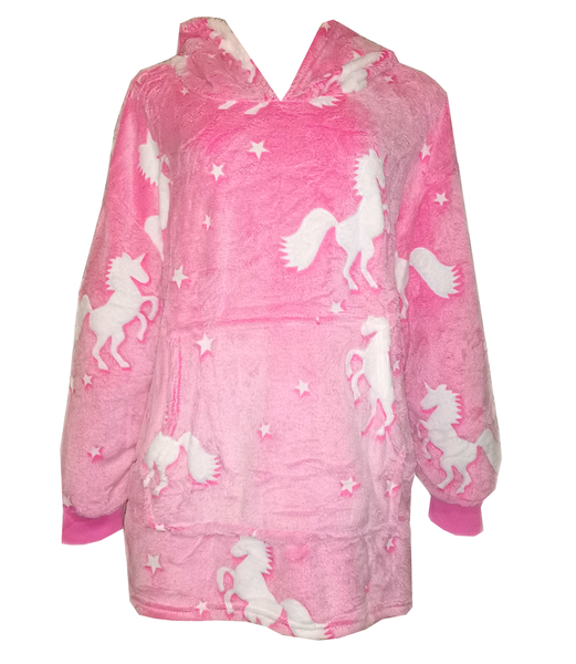 Unicorn &amp; Stars Hoodie Blanket- Glow in the dark