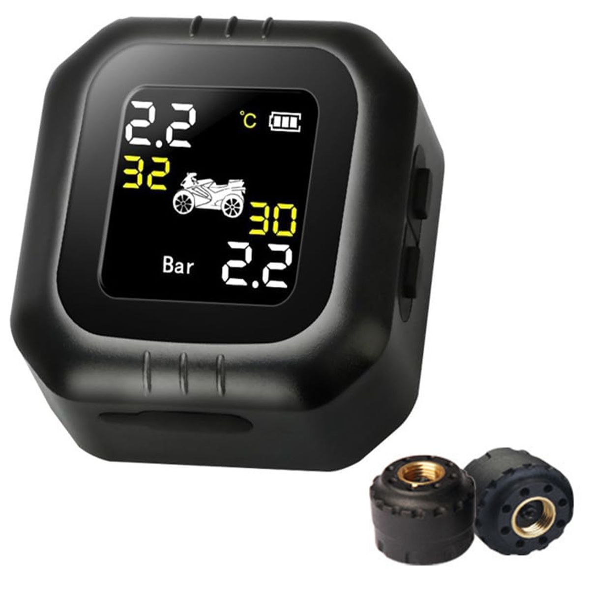 Motorcycle Tyre Pressure Monitoring System-2 External Sensors LCD Display
