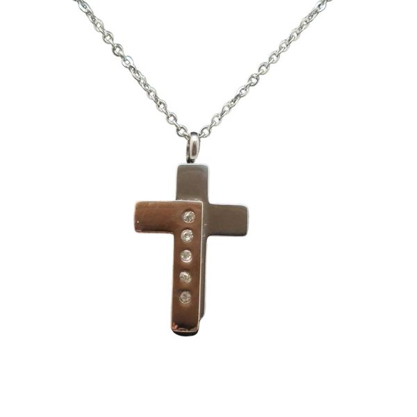Two Tone Cross Pendant and Chain-Stainless Steel Cremation Jewellery