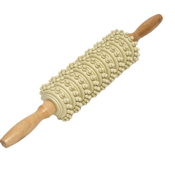 9 Roller Wooden Massage Handheld Massager, Push Yoga Stick for Arms, Legs,