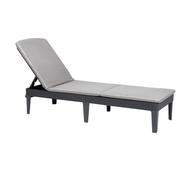 Lounger with Cushion: Foldable Outdoor Sun Lounger in Graphite