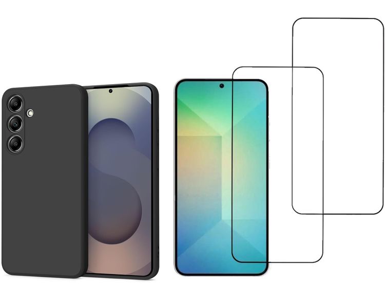 Phone Case with 2 Screen Protectors Compatible with Samsung Galaxy S25 Series - Black