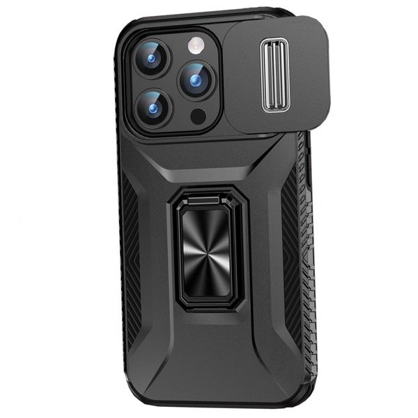Sliding Camshield Case with Metal Ring Holder for iPhone 15 Pro Max