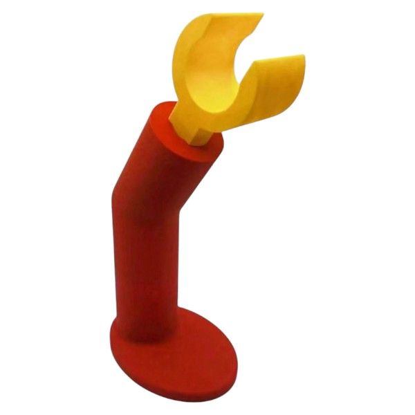 Imitation Block-Style Headphones Stand With Rotatable Hand - Red &amp; Yellow