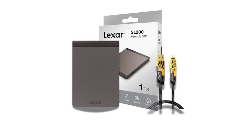 Lexar 1TB External Solid State Drive-SSD Slim Drive + MR A TECH 3in1 Cable