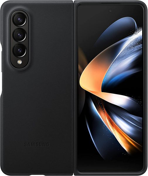 Samsung Original Leather Cover For Samsung Galaxy Z Fold 4 - Black