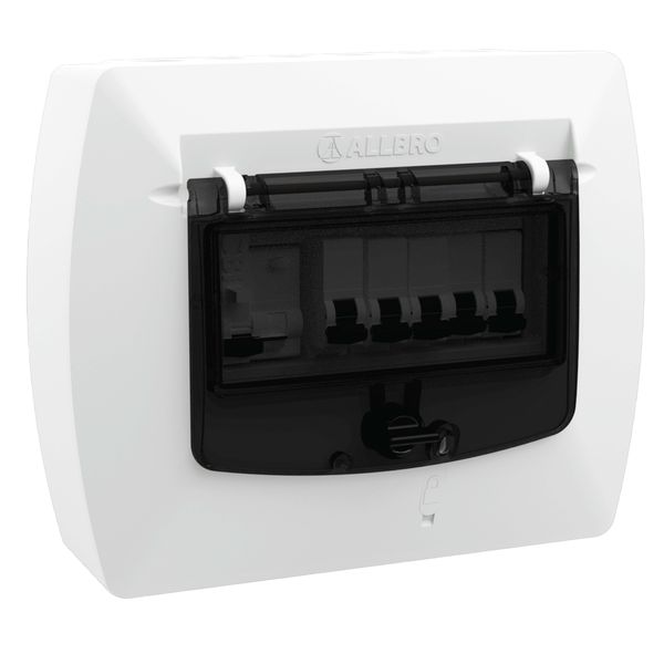 Allbro Fitted 8 Way Distribution Board Surface Black PC Lid