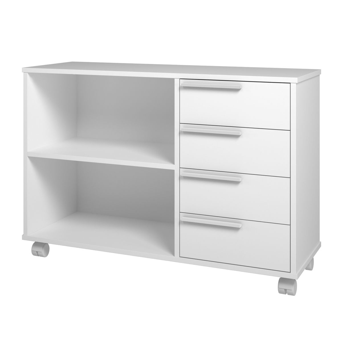Kristen 4 Drawer Storage Cabinet with Open Shelves