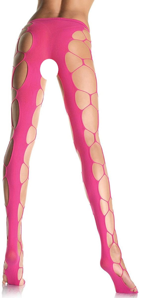Miss Red Pink Hexagon Net Pantyhose - One size Firs Most