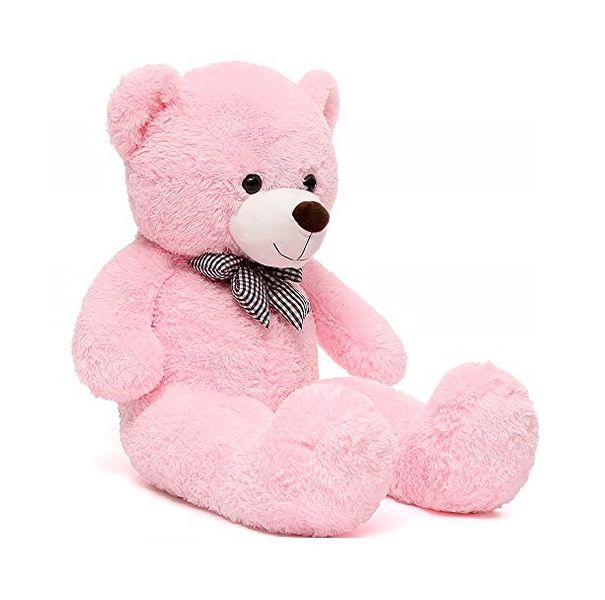 TANOTIB Cuddly Plush Teddy Bear With Bow Tie- Pink -White Mouth - 60cm