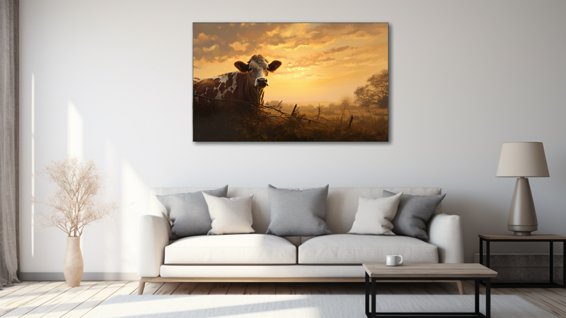 Canvas Wall Art - Cow Sunrise Abstract - MT0259