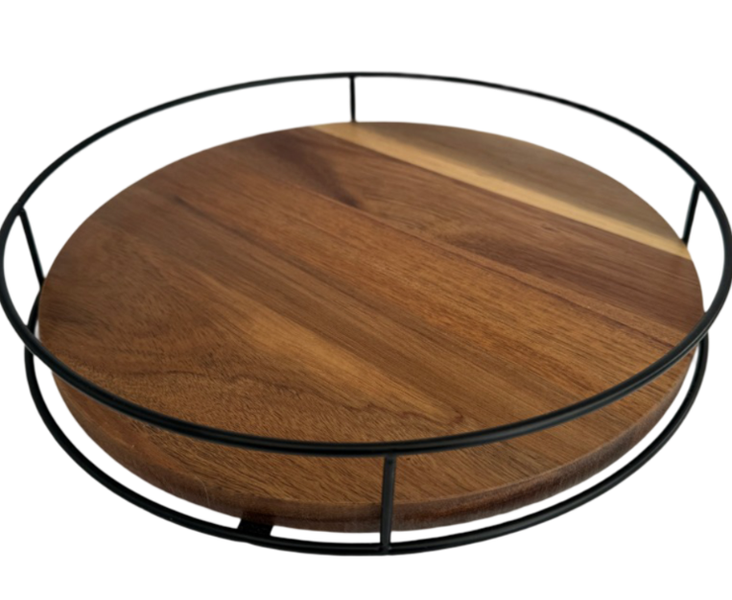 Large 30cm Wooden Lazy Susan Turntable Kitchen Organizer