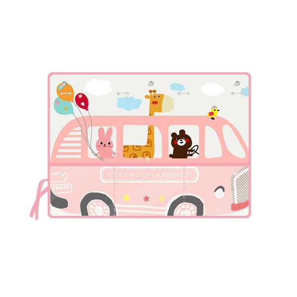 Cartoon Car Side Window Sunshade Curtain with Mesh Pocket