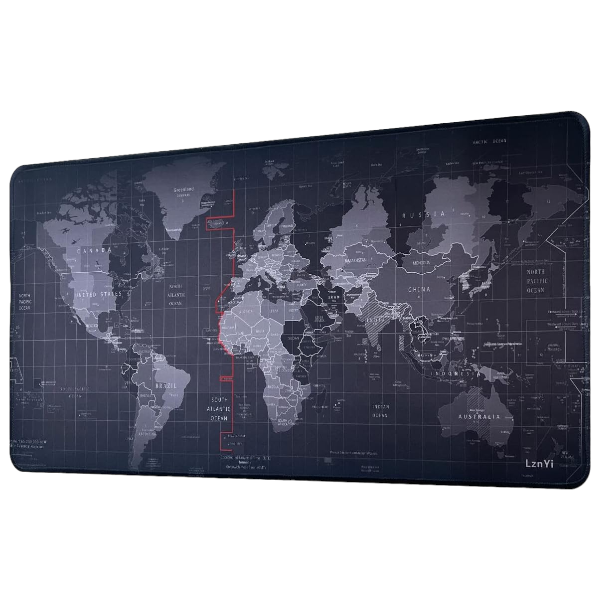 Non-Slip Ultra-Smooth Lycra World Map Gaming Mouse Pad - Purple &amp; Black